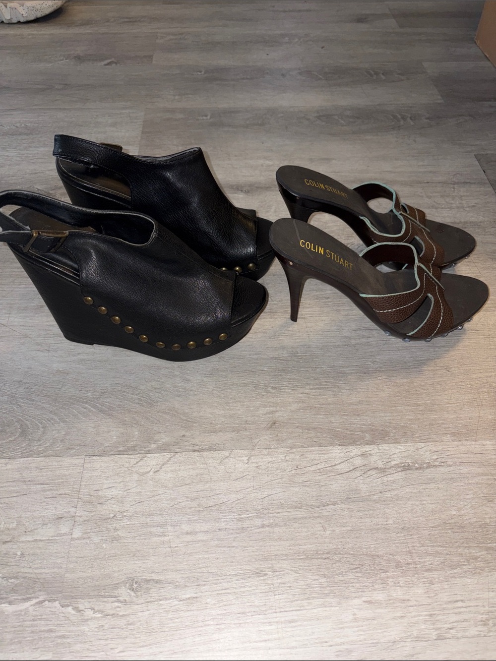 Colin Stuart Brown and Black Wedge & Heeled Sandal Duo
